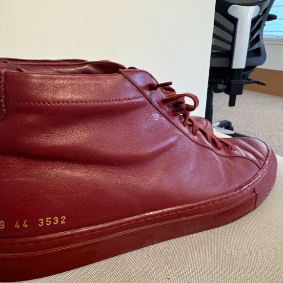 Common Projects Burgundy Achilles Mid Size 44 (Made in Italy) - Picture 7 of 11